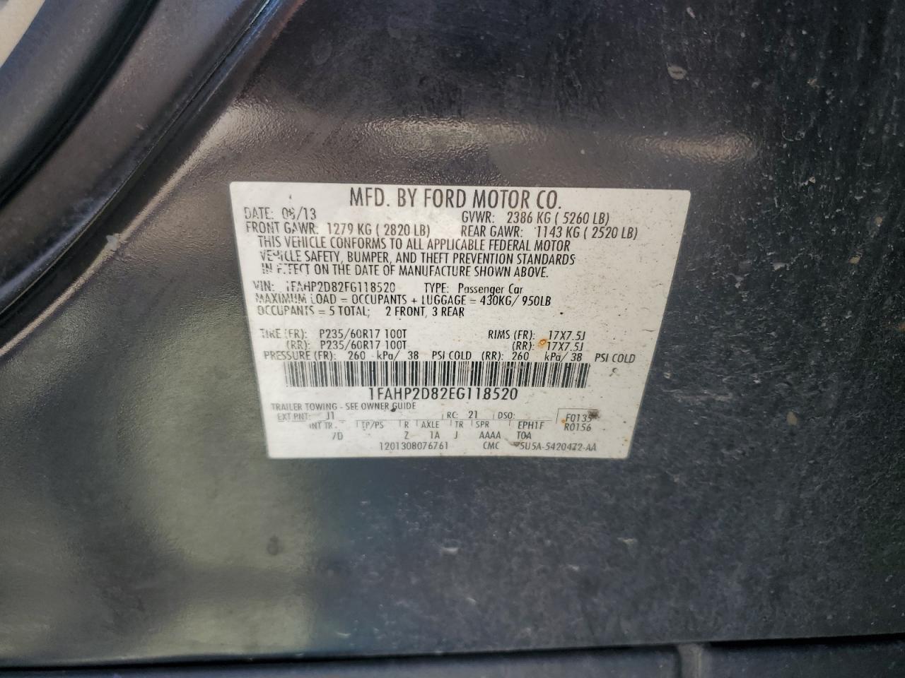 2014 Ford Taurus Se VIN: 1FAHP2D82EG118520 Lot: 69654595