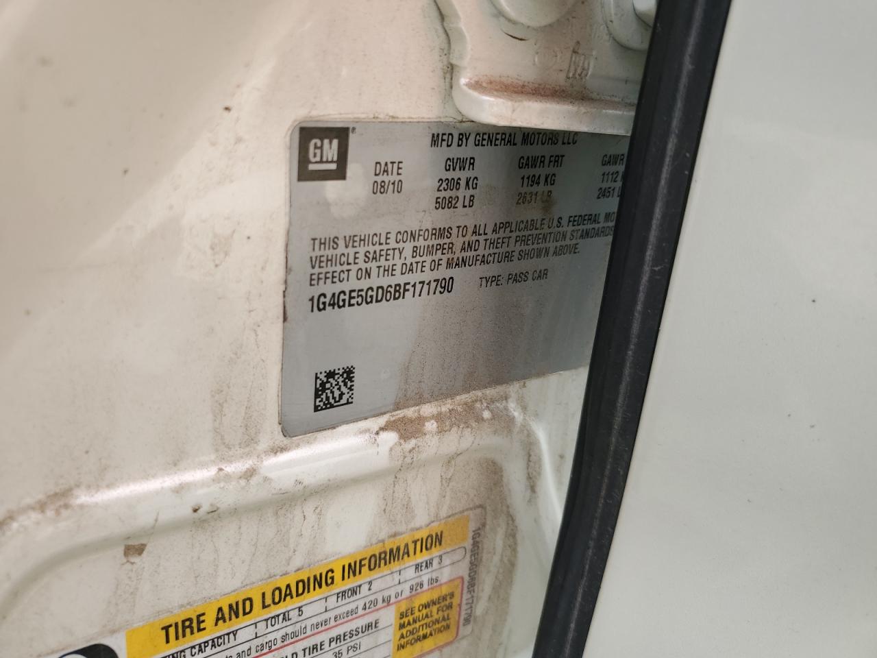 2011 Buick Lacrosse Cxs VIN: 1G4GE5GD6BF171790 Lot: 70924335