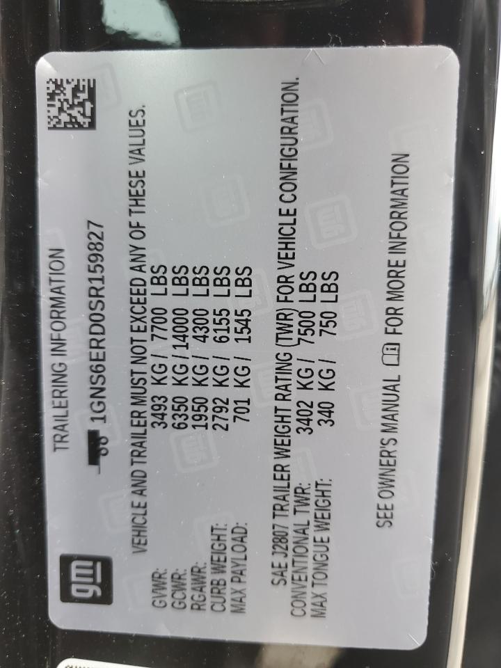 2025 Chevrolet Suburban K1500 Rst VIN: 1GNS6ERD0SR159827 Lot: 68302275