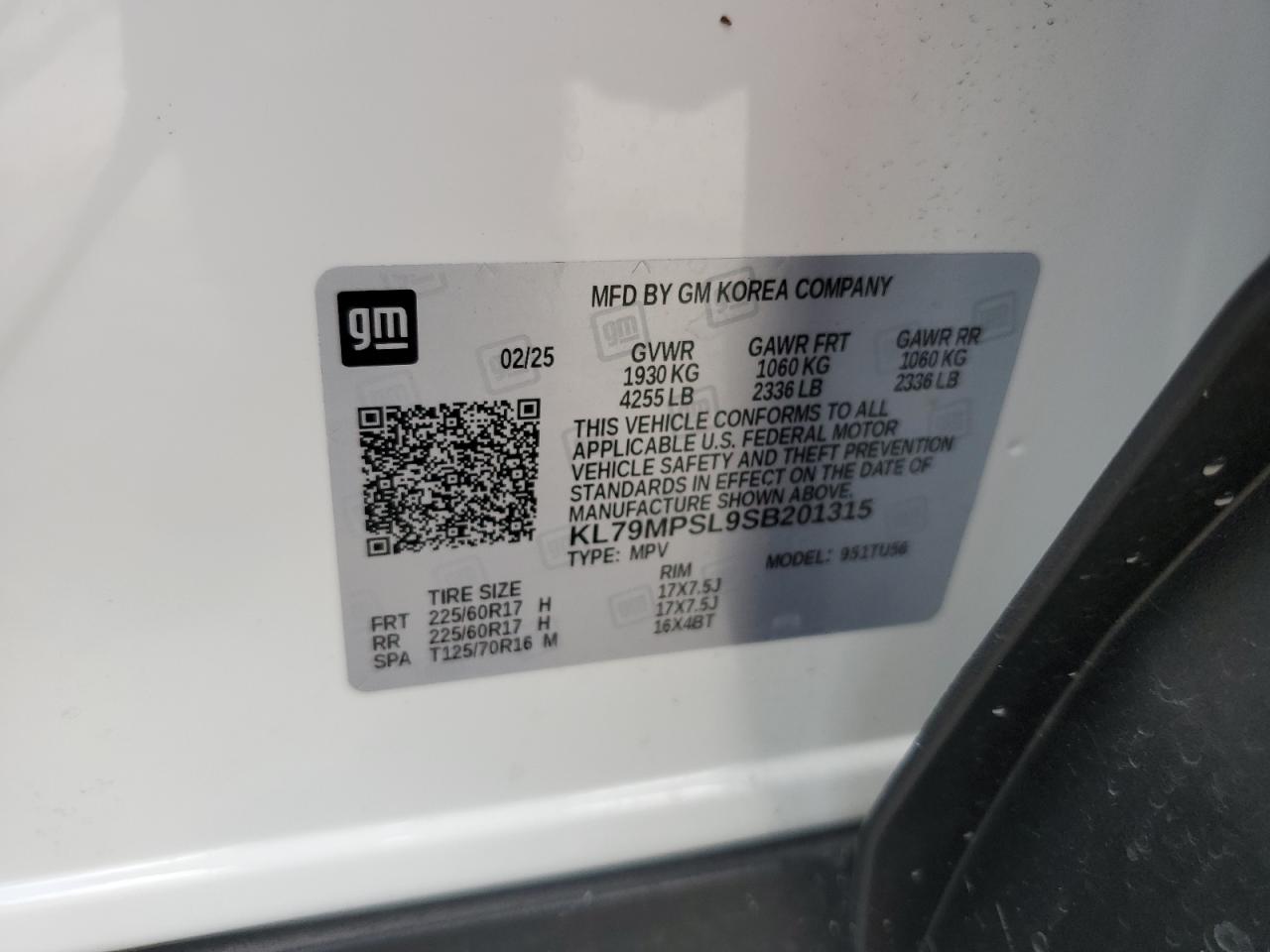 2025 Chevrolet Trailblazer Lt VIN: KL79MPSL9SB201315 Lot: 68170875