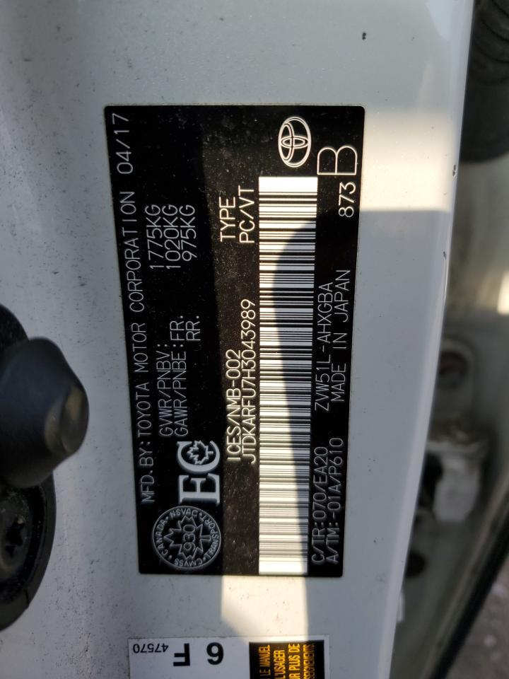 2017 Toyota Prius VIN: JTDKARFU7H3043989 Lot: 66358045