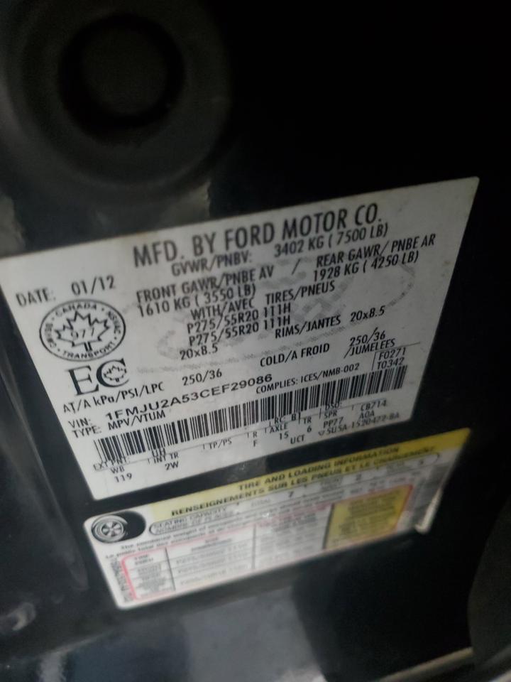 2012 Ford Expedition Limited VIN: 1FMJU2A53CEF29086 Lot: 67358635