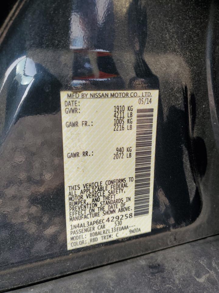 2014 Nissan Altima 2.5 VIN: 1N4AL3AP6EC429258 Lot: 68764995