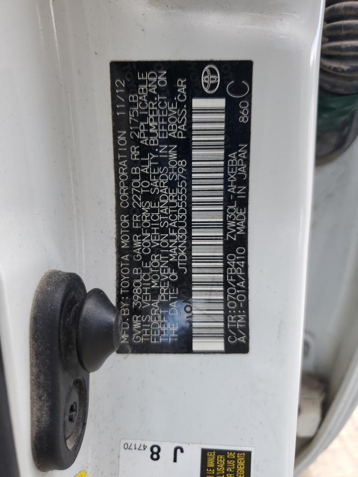 2013 Toyota Prius VIN: JTDKN3DU3D5555798 Lot: 69125015