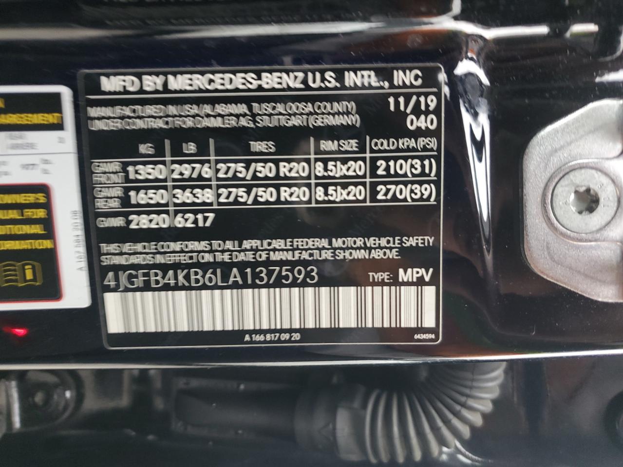 2020 Mercedes-Benz Gle 350 4Matic VIN: 4JGFB4KB6LA137593 Lot: 70561405
