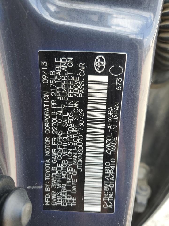 2013 Toyota Prius VIN: JTDKN3DU7D1730769 Lot: 69261515