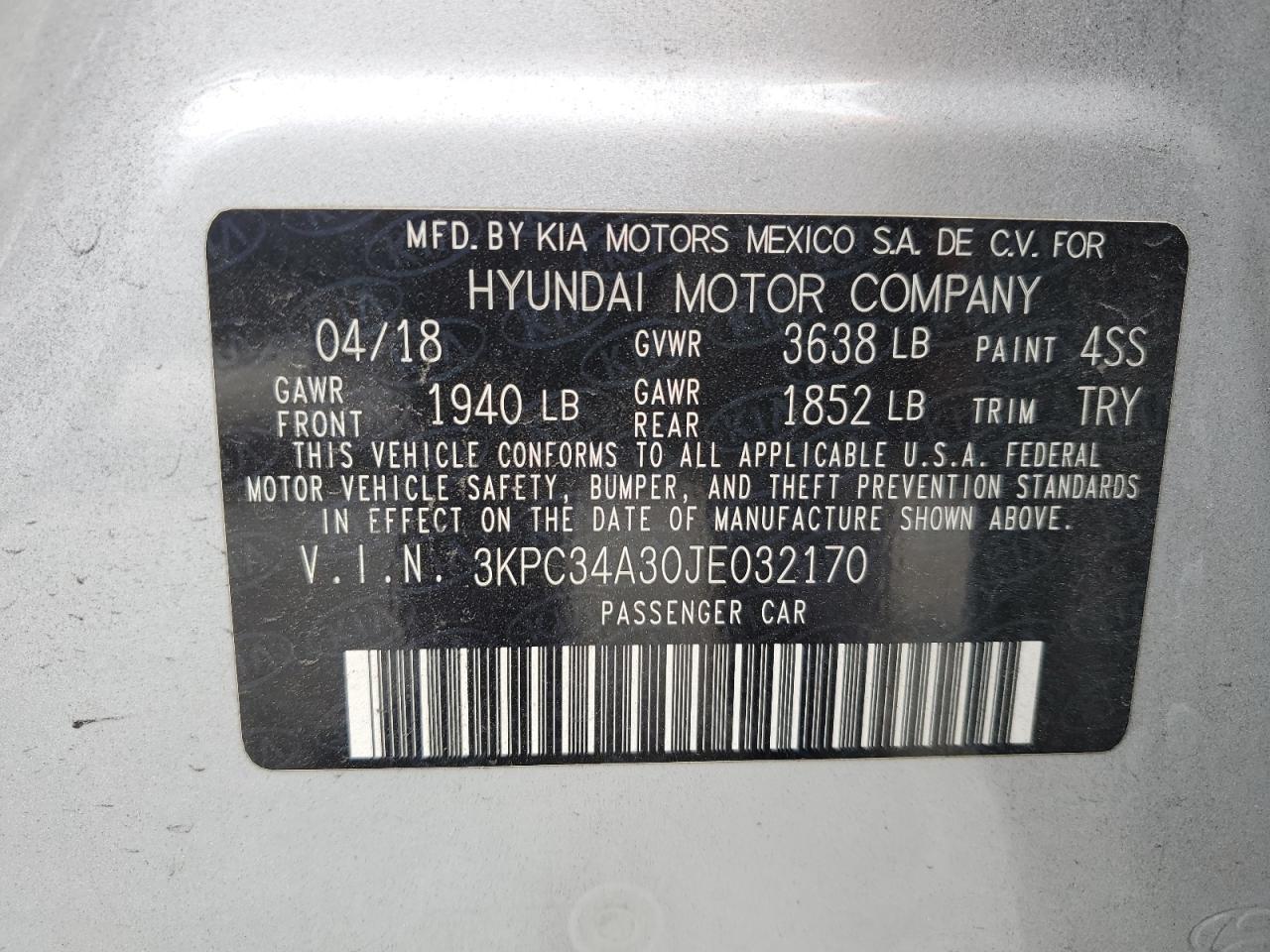 2018 Hyundai Accent Limited VIN: 3KPC34A30JE032170 Lot: 70712235