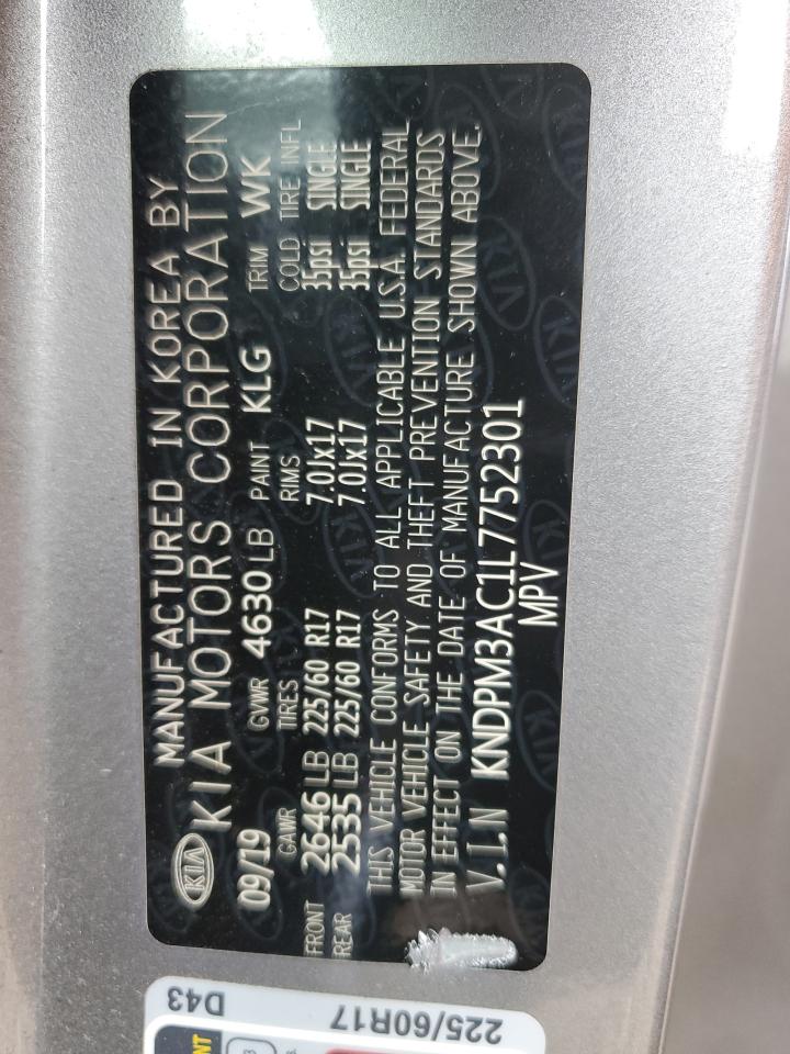 2020 Kia Sportage Lx VIN: KNDPM3AC1L7752301 Lot: 68565035