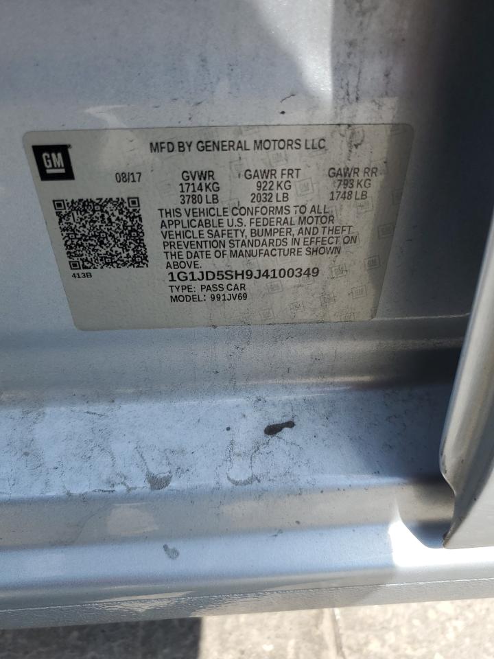 2018 Chevrolet Sonic Lt VIN: 1G1JD5SH9J4100349 Lot: 68087495