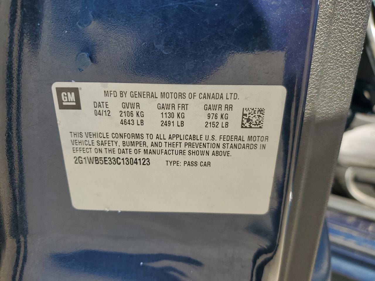 2012 Chevrolet Impala Lt VIN: 2G1WB5E33C1304123 Lot: 70342495