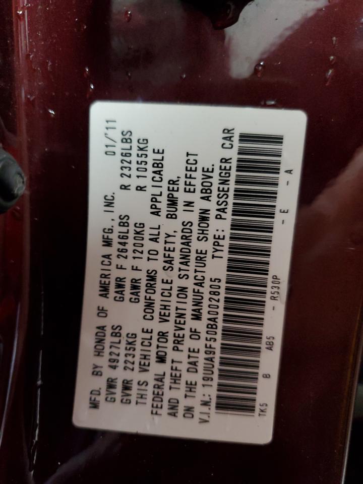 2011 Acura Tl VIN: 19UUA9F50BA002805 Lot: 67802405