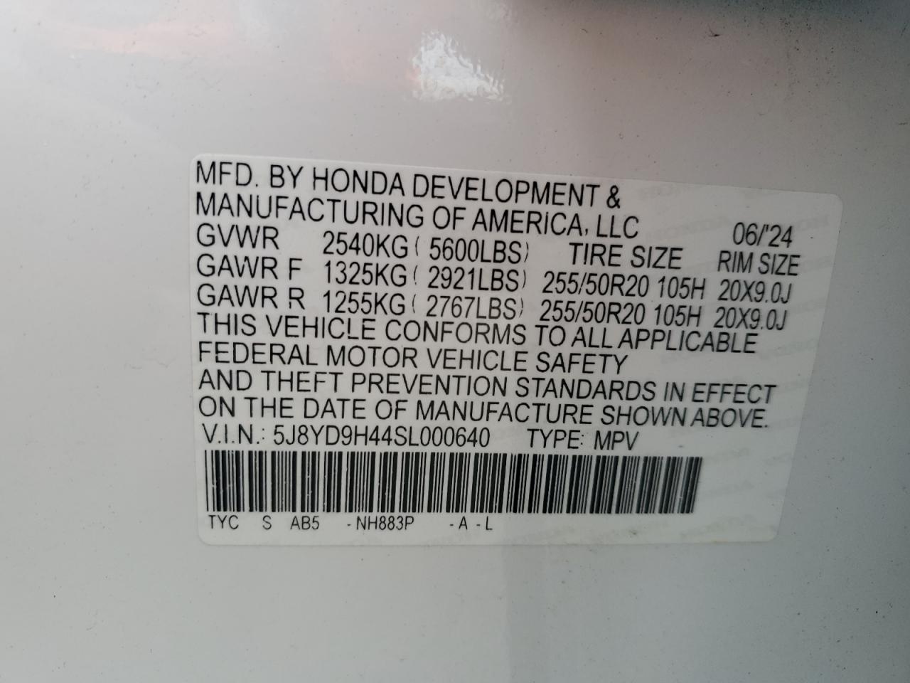 2025 Acura Mdx Technology VIN: 5J8YD9H44SL000640 Lot: 70136695