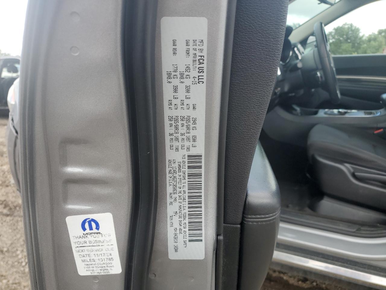 2015 Dodge Durango Sxt VIN: 1C4RDJAG2FC850636 Lot: 69683265