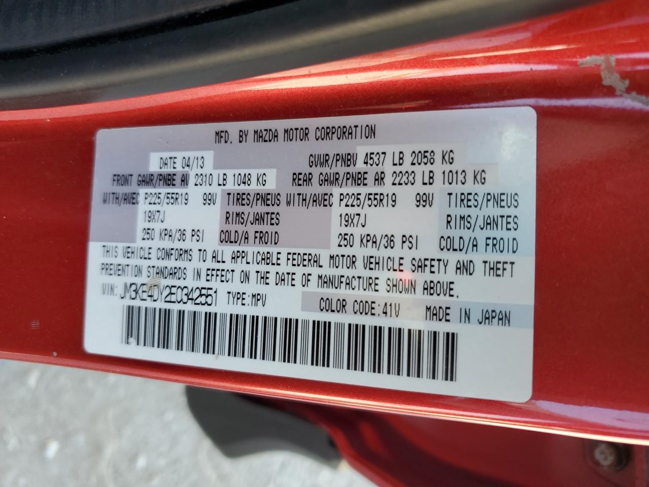 2014 Mazda Cx-5 Gt VIN: JM3KE4DY2E0342551 Lot: 68361895