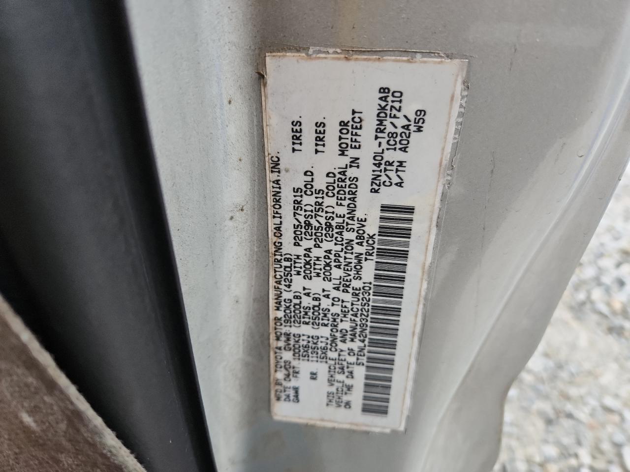 2003 Toyota Tacoma VIN: 5TENL42N93Z252301 Lot: 69865025