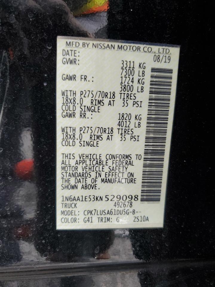 2019 Nissan Titan Sv VIN: 1N6AA1E53KN529098 Lot: 68384375