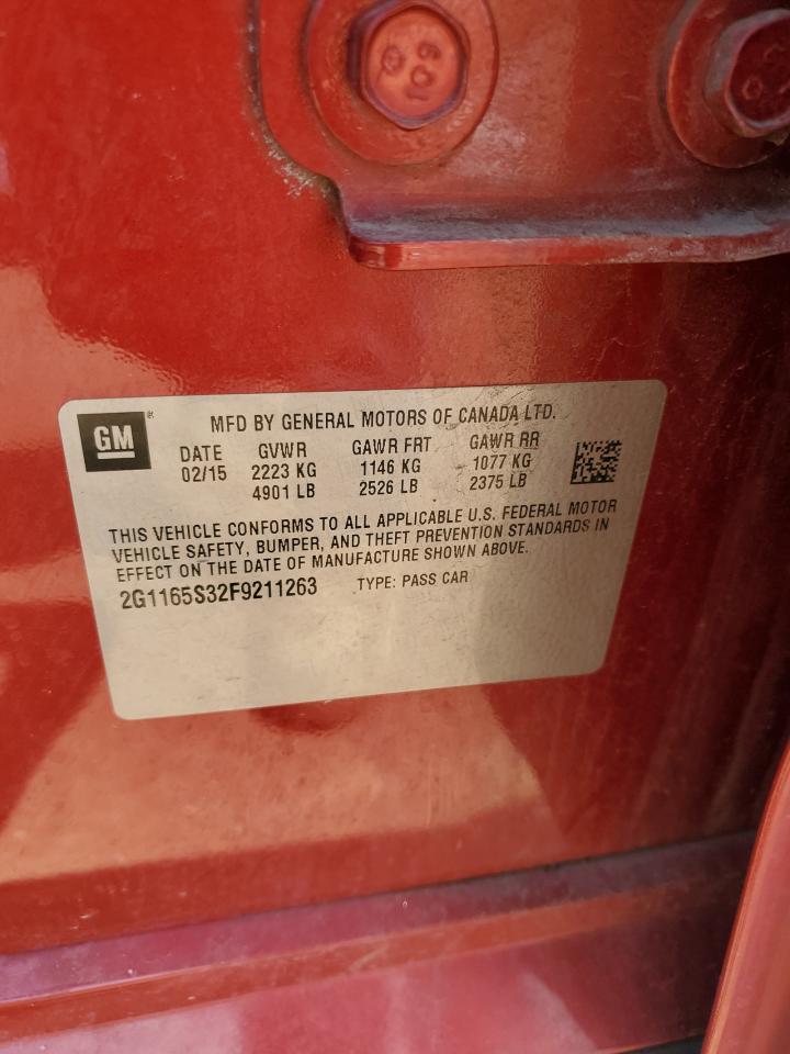 2015 Chevrolet Impala Ltz VIN: 2G1165S32F9211263 Lot: 68245695