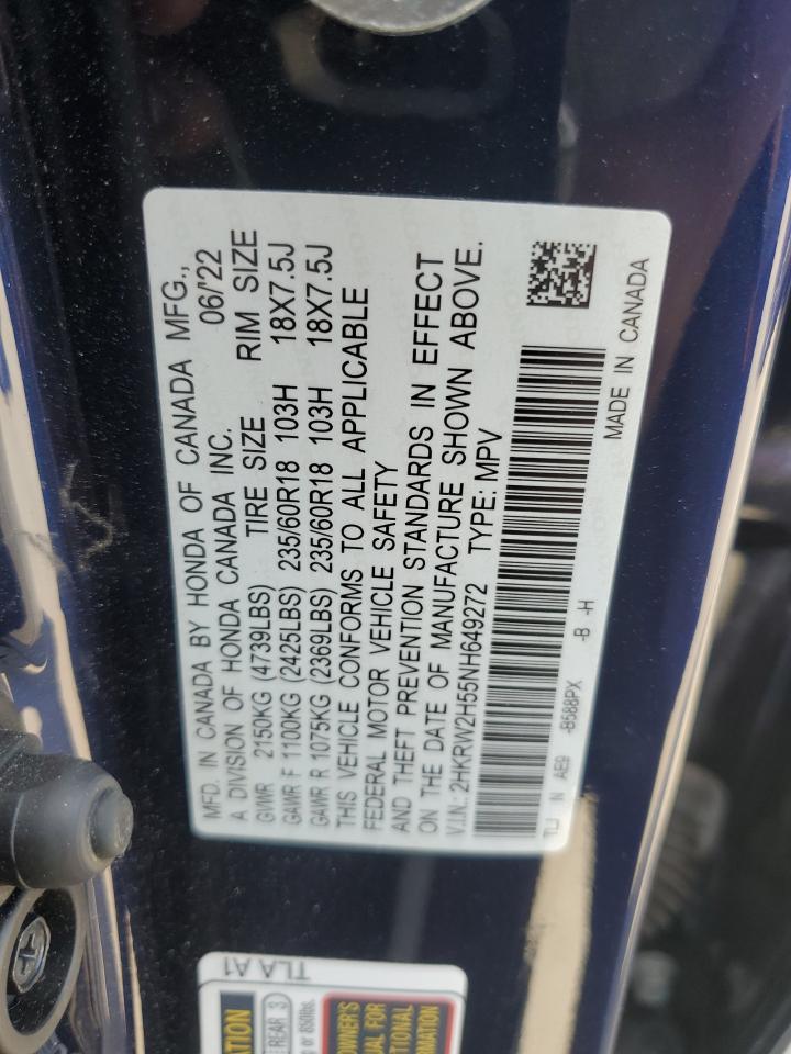 2022 Honda Cr-V Ex VIN: 2HKRW2H55NH649272 Lot: 68956805