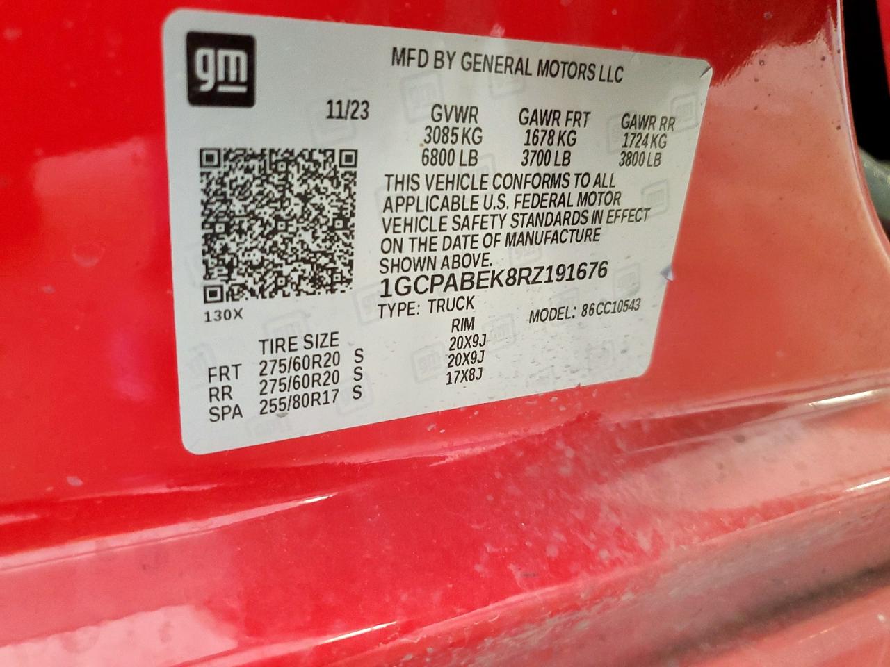 2024 Chevrolet Silverado C1500 Custom VIN: 1GCPABEK8RZ191676 Lot: 69151075