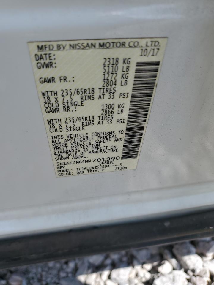 2017 Nissan Murano S VIN: 5N1AZ2MG4HN201990 Lot: 70116305