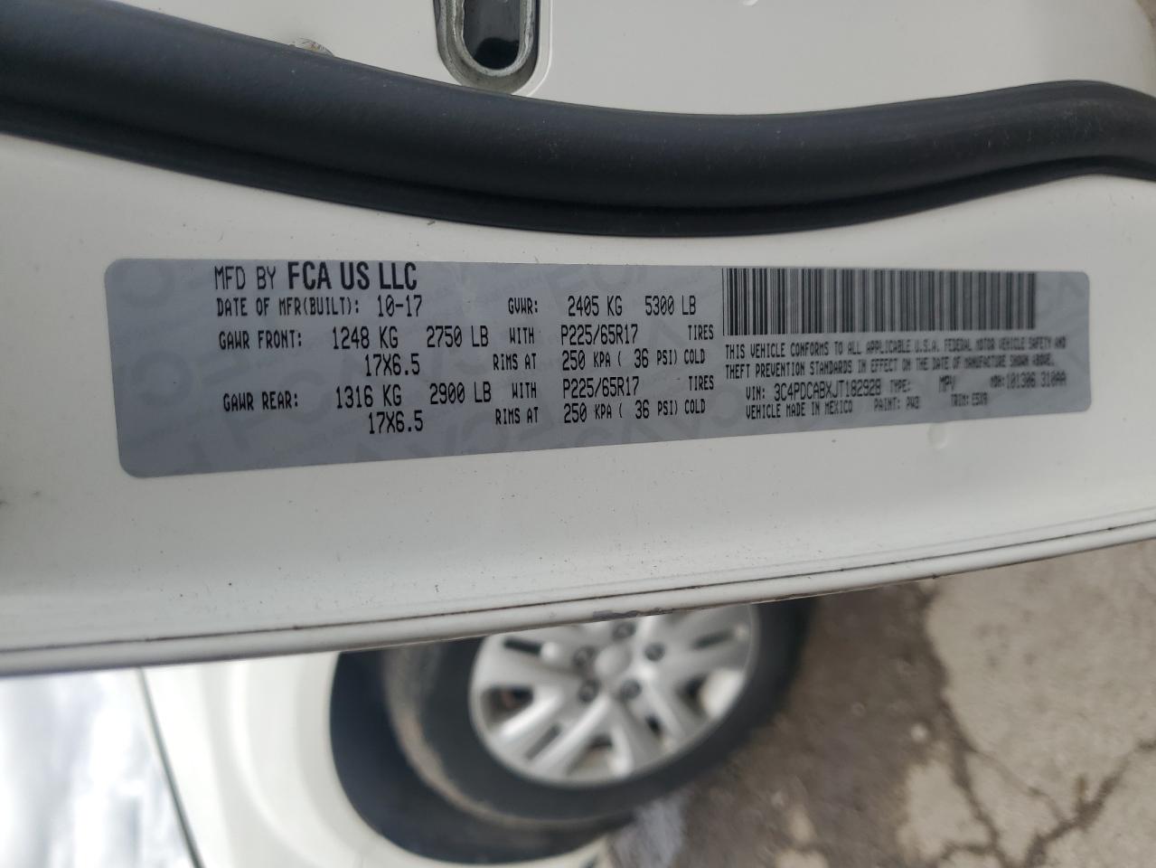 2018 Dodge Journey Se VIN: 3C4PDCABXJT182928 Lot: 69603635