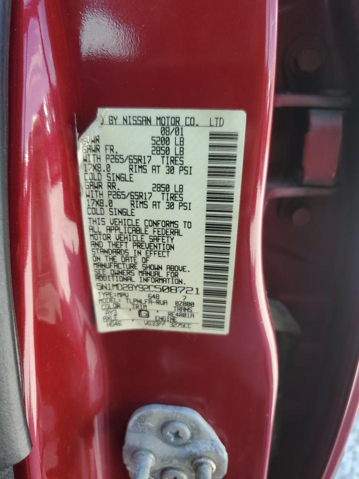 2002 Nissan Xterra Se VIN: 5N1MD28Y92C508721 Lot: 69569565