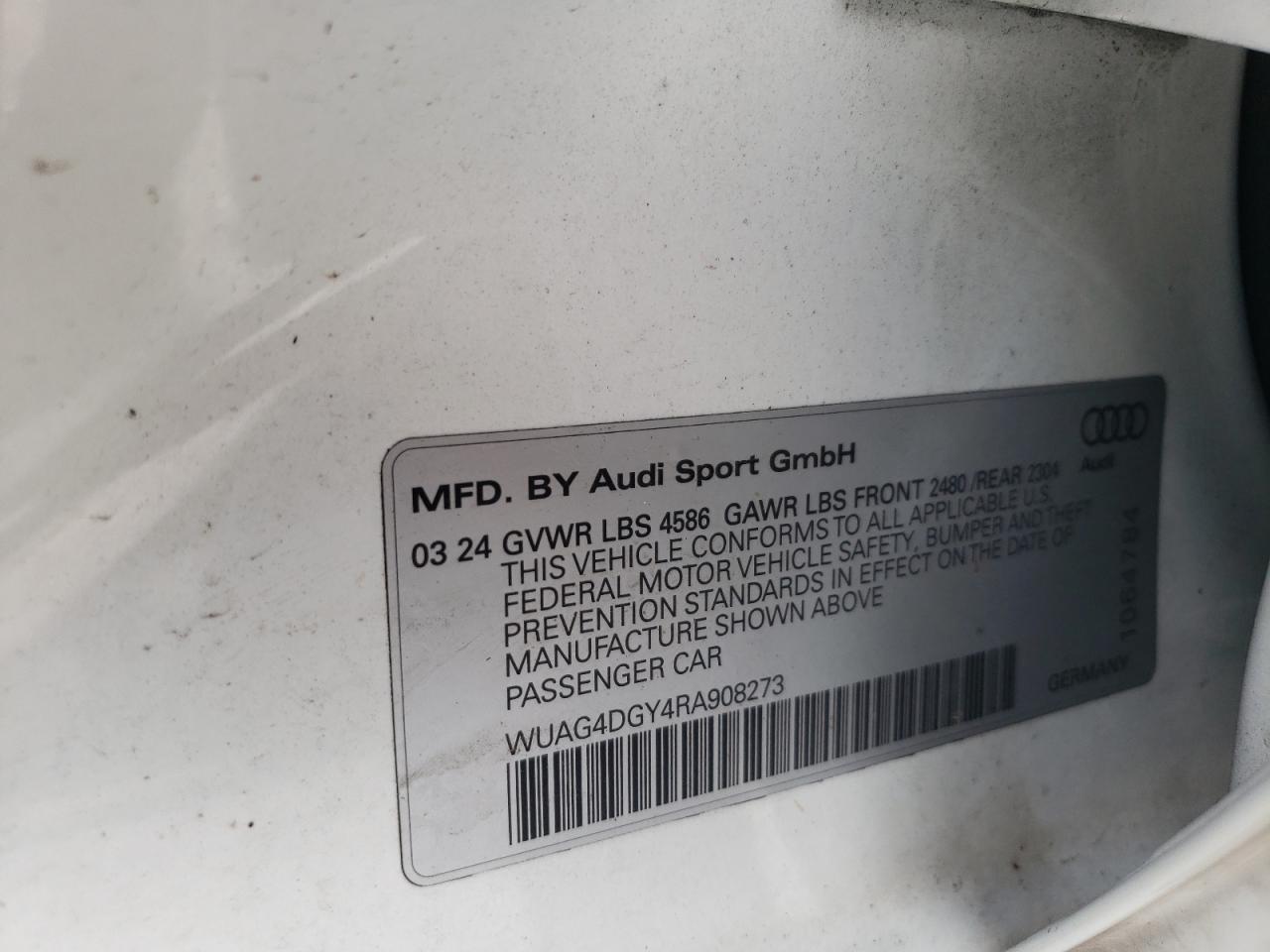 2024 Audi Rs3 VIN: WUAG4DGY4RA908273 Lot: 68973255