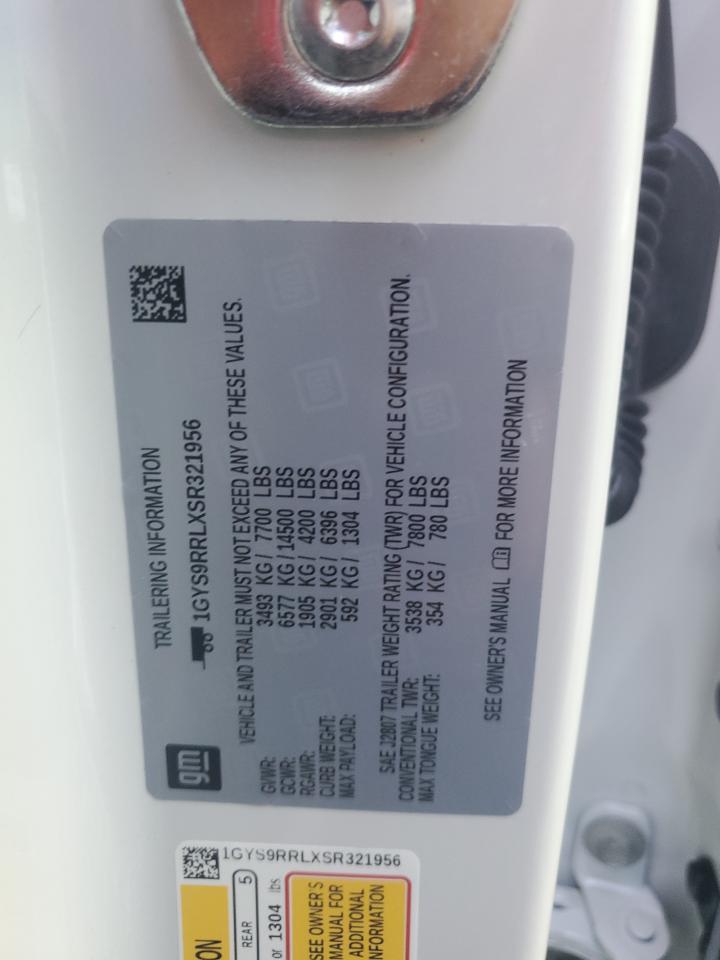 2025 Cadillac Escalade Esv Sport Platinum VIN: 1GYS9RRLXSR321956 Lot: 70804275