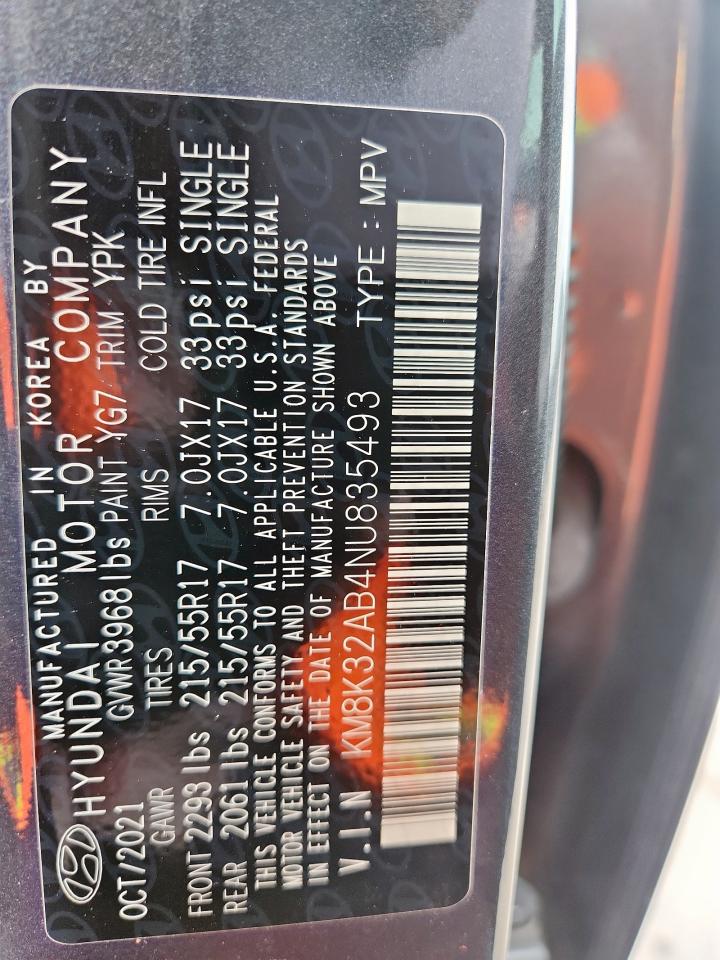 2022 Hyundai Kona Sel VIN: KM8K32AB4NU835493 Lot: 69949405