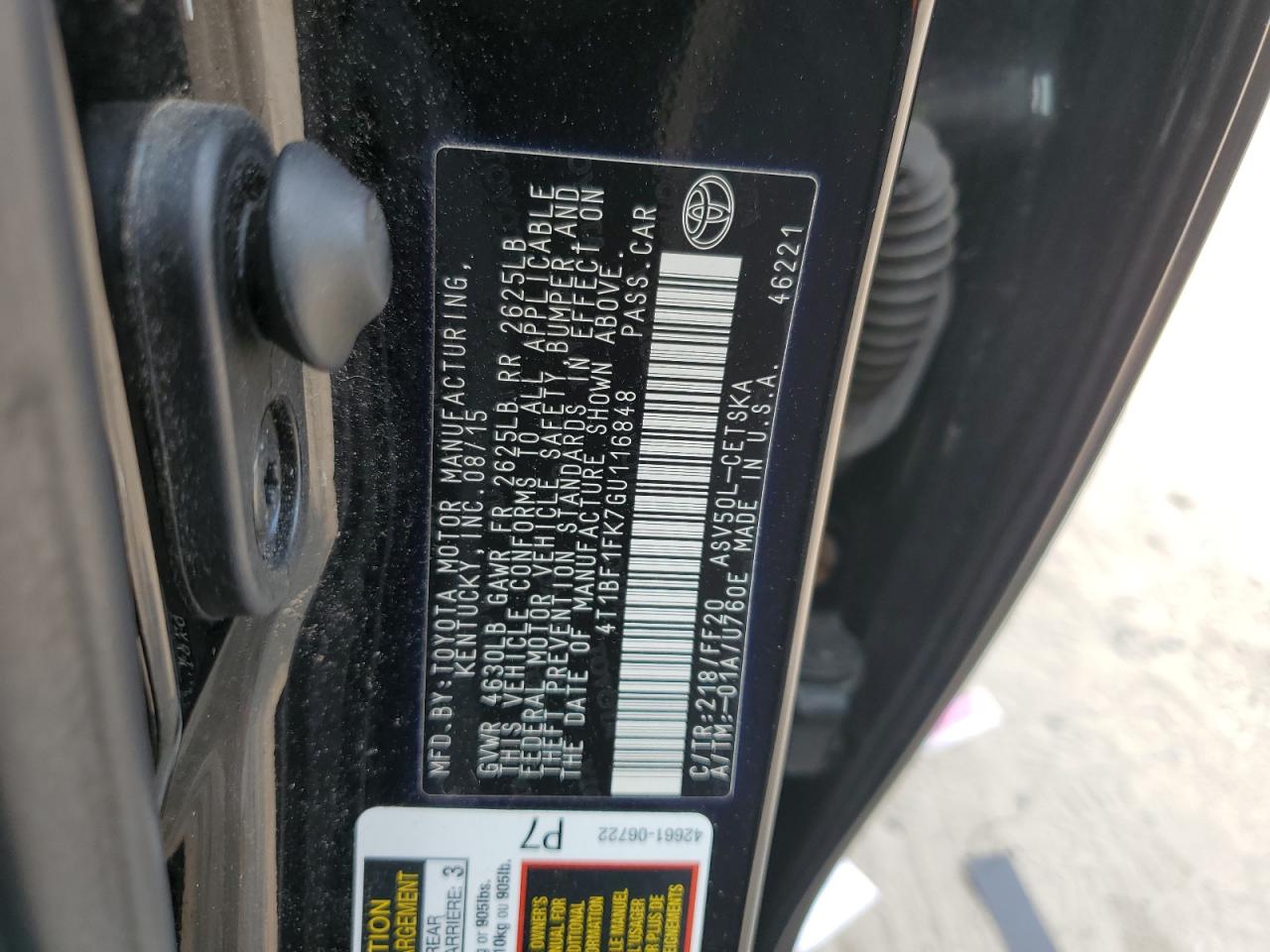 4T1BF1FK7GU116848 2016 Toyota Camry Le