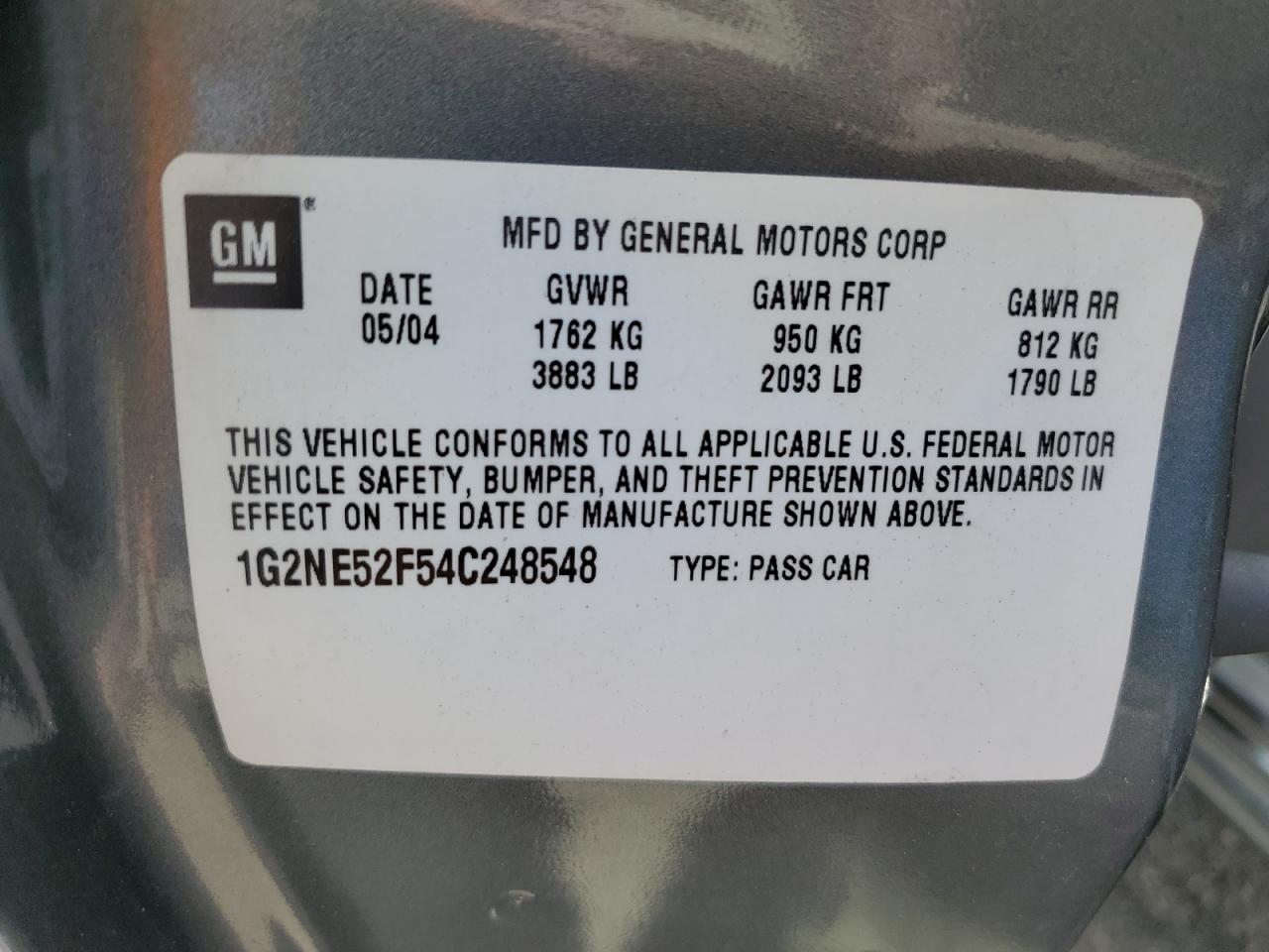 2004 Pontiac Grand Am Se VIN: 1G2NE52F54C248548 Lot: 69081715