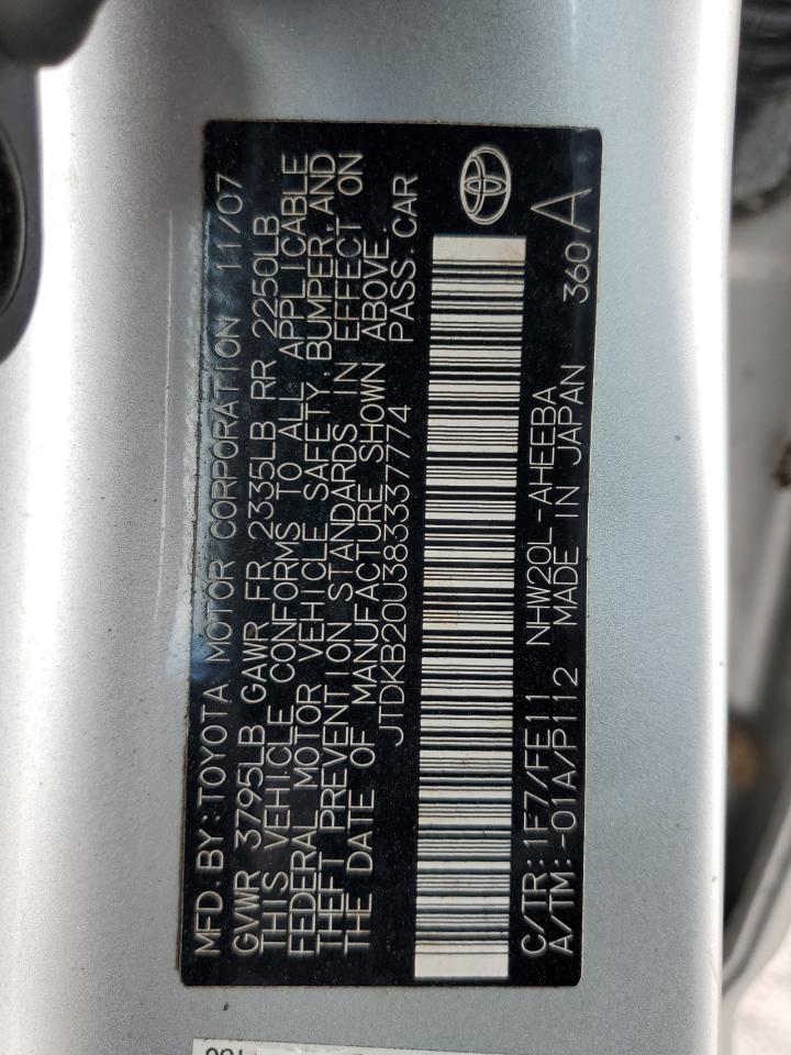 2008 Toyota Prius VIN: JTDKB20U383337774 Lot: 70273565