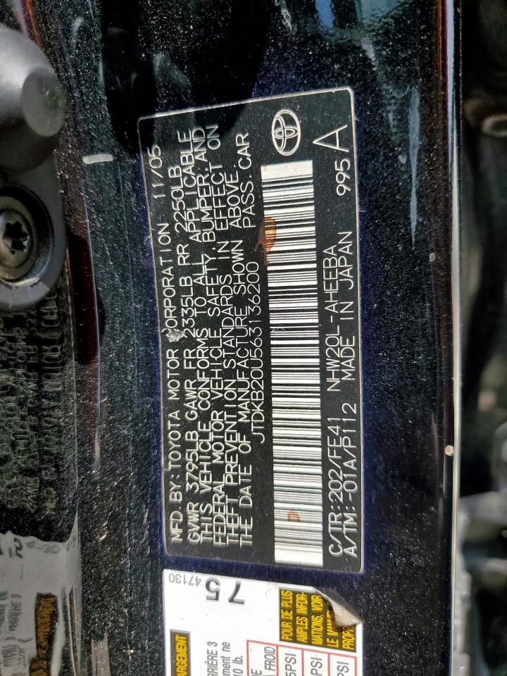 2006 Toyota Prius VIN: JTDKB20U563136200 Lot: 67763685