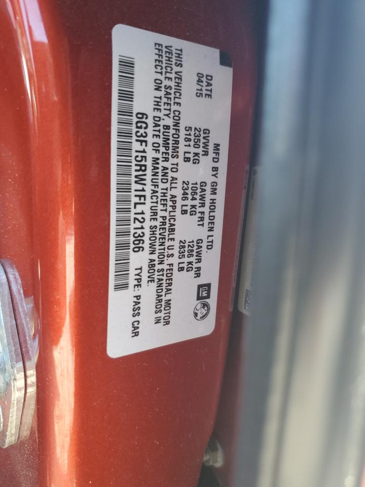 2015 Chevrolet Ss VIN: 6G3F15RW1FL121365 Lot: 69660915