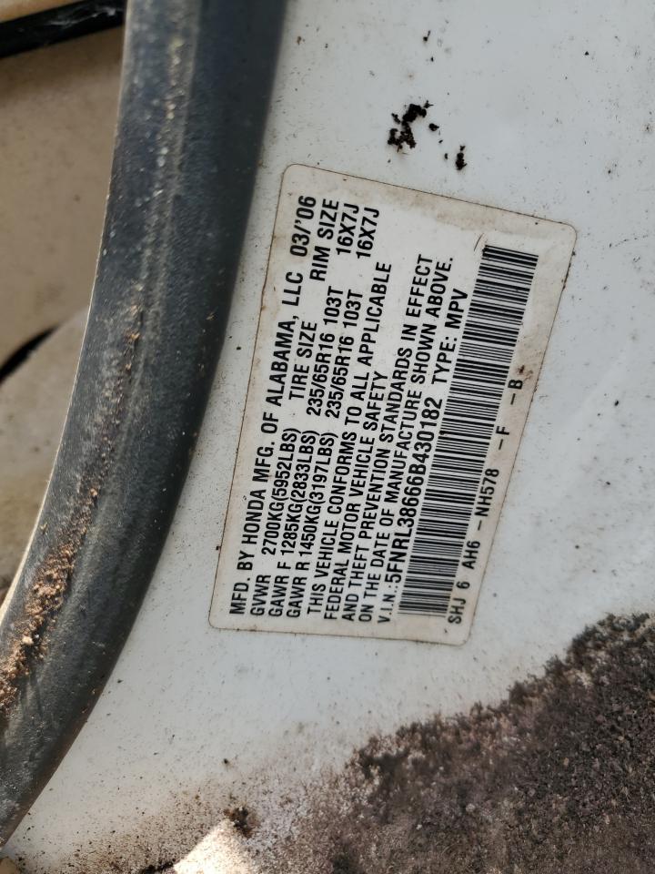 2006 Honda Odyssey Exl VIN: 5FNRL38666B430182 Lot: 67509155