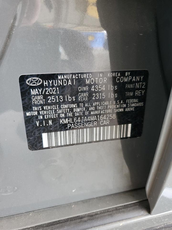 2021 Hyundai Sonata Sel VIN: KMHL64JA4MA164258 Lot: 69625945