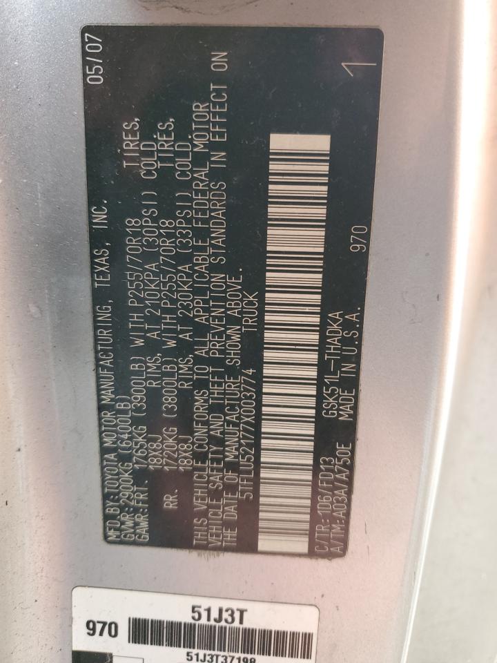 2007 Toyota Tundra VIN: 5TFLU52177X003774 Lot: 68091605