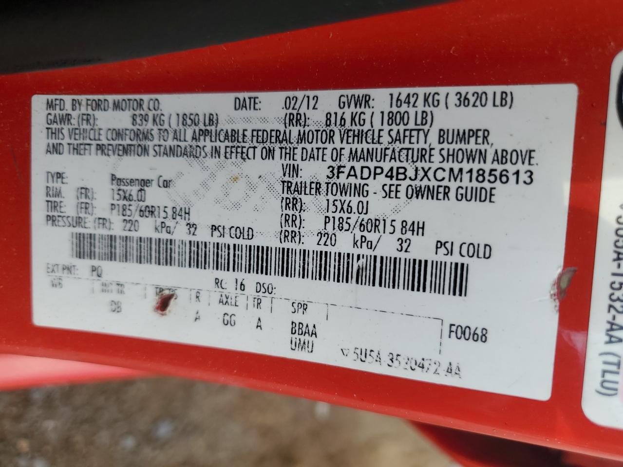 3FADP4BJXCM185613 2012 Ford Fiesta Se