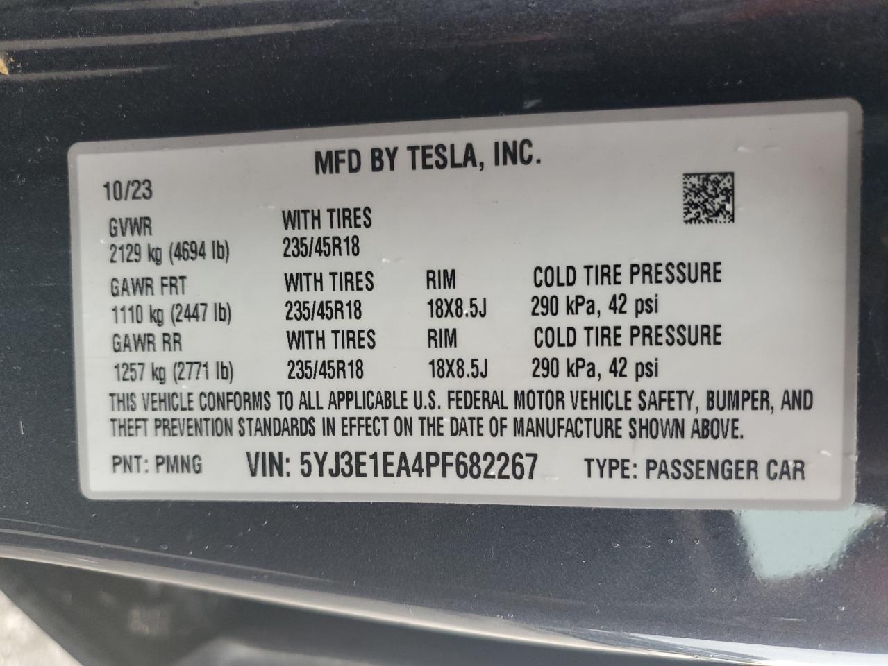2023 Tesla Model 3 VIN: 5YJ3E1EA4PF684438 Lot: 69428535