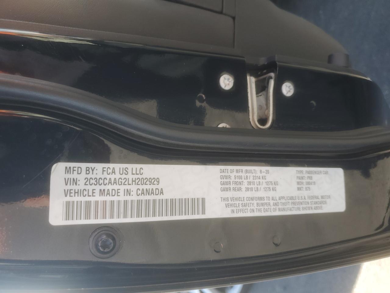 2020 Chrysler 300 Touring VIN: 2C3CCAAG2LH202929 Lot: 70671555