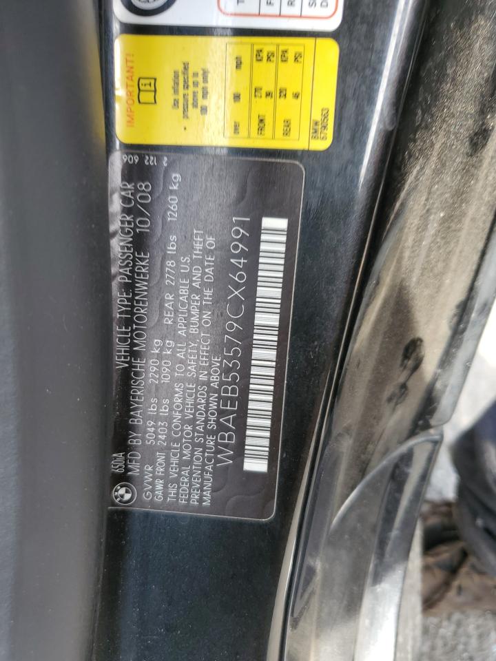 2009 BMW 650 I VIN: WBAEB53579CX64991 Lot: 69579365