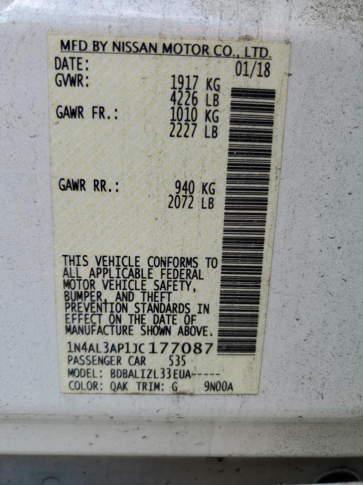 2018 Nissan Altima 2.5 VIN: 1N4AL3AP1JC177087 Lot: 69940165