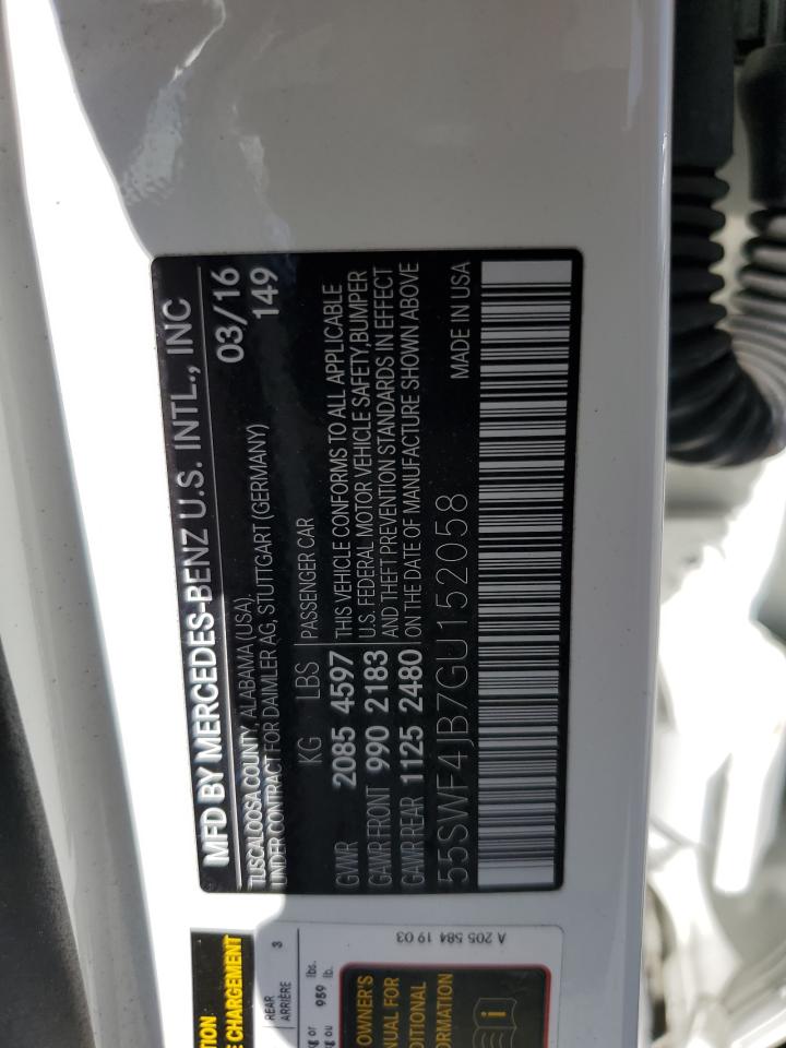 2016 Mercedes-Benz C 300 VIN: 55SWF4JB7GU152058 Lot: 70039205