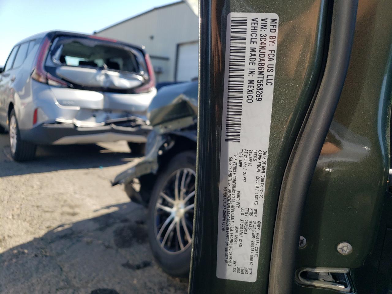 2021 Jeep Compass Sport VIN: 3C4NJDAB6MT568269 Lot: 70024805