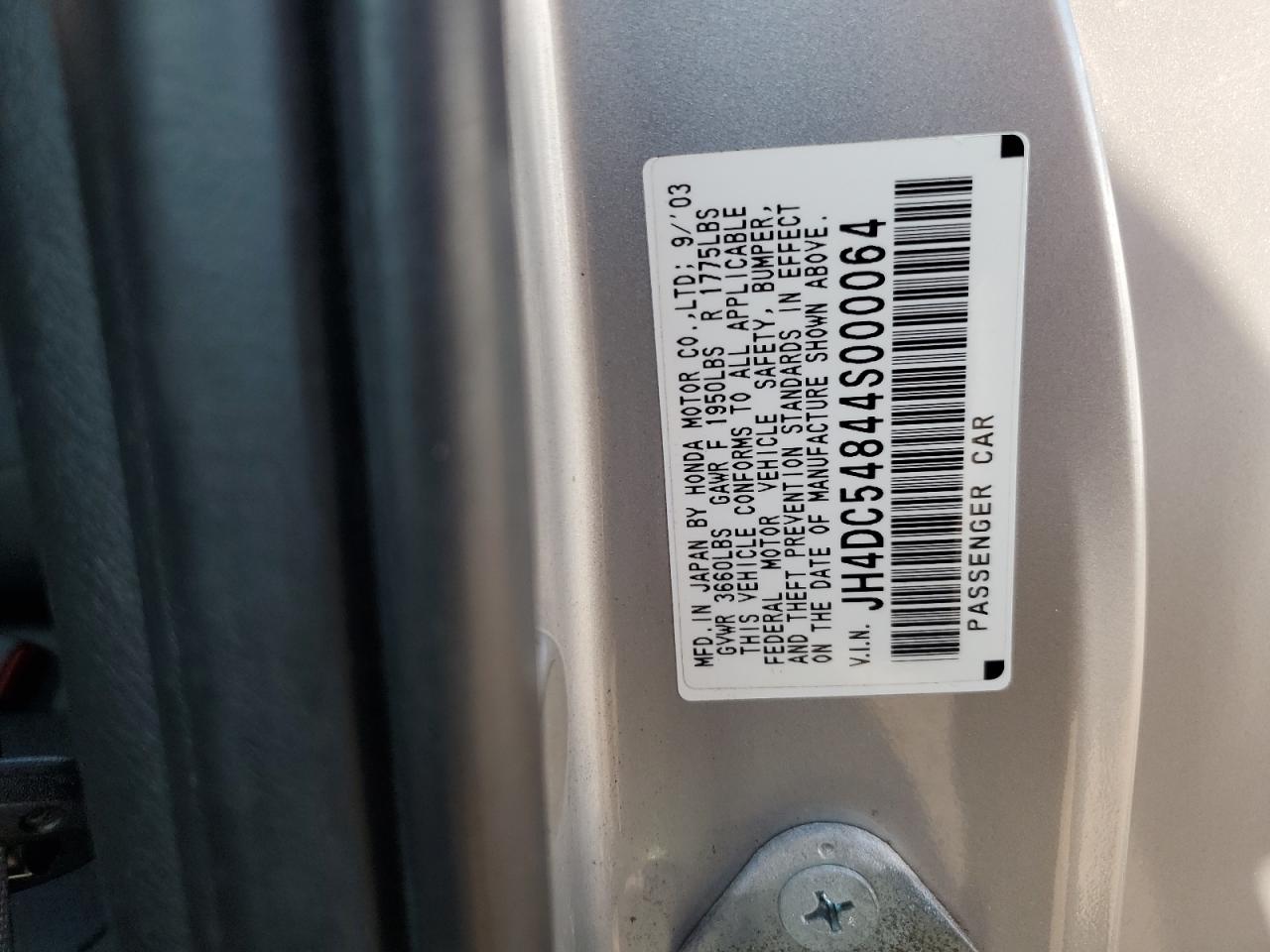 2004 Acura Rsx VIN: JH4DC54844S000064 Lot: 70845935