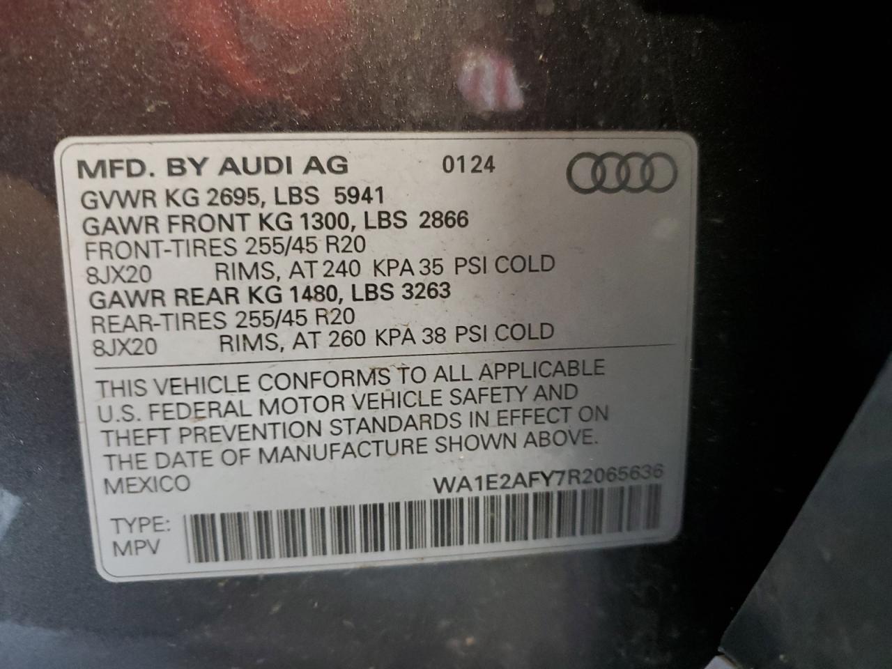 2024 Audi Q5 E Premium Plus 55 VIN: WA1E2AFY7R2065636 Lot: 69314005