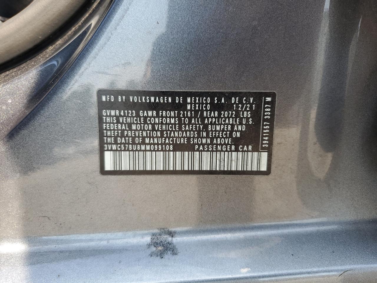 2021 Volkswagen Jetta S VIN: 3VWC57BU8MM099108 Lot: 67612995