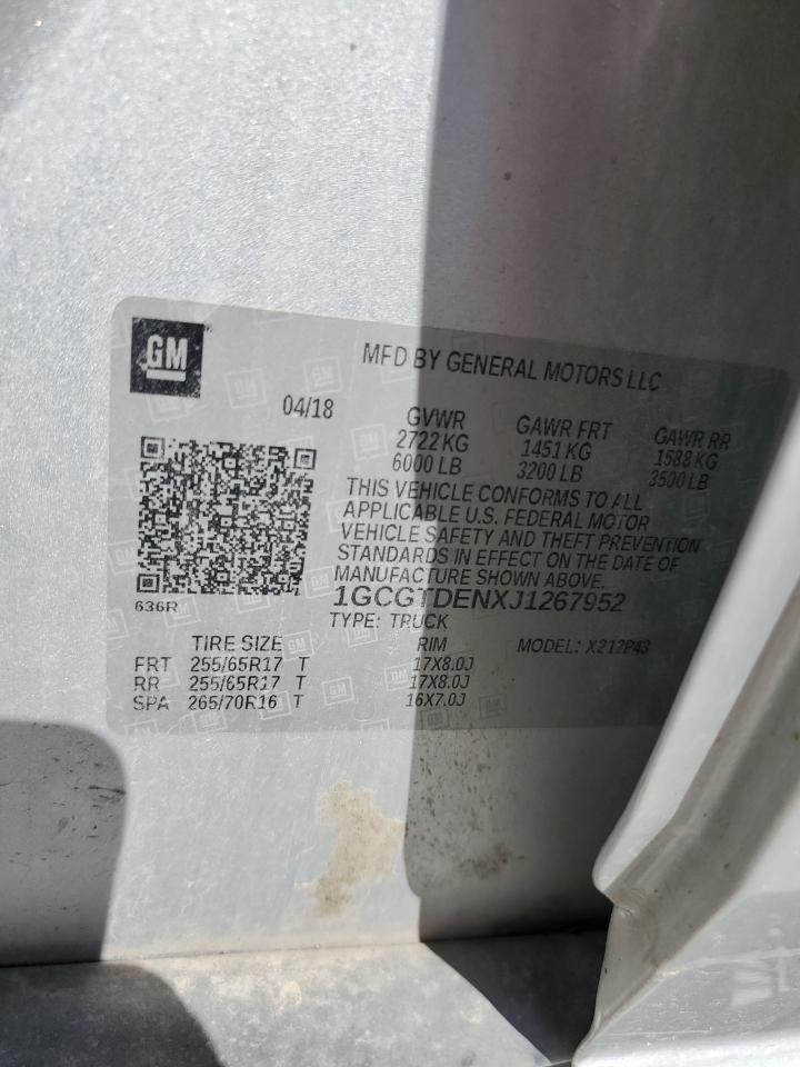 2018 Chevrolet Colorado Z71 VIN: 1GCGTDENXJ1267952 Lot: 69554135