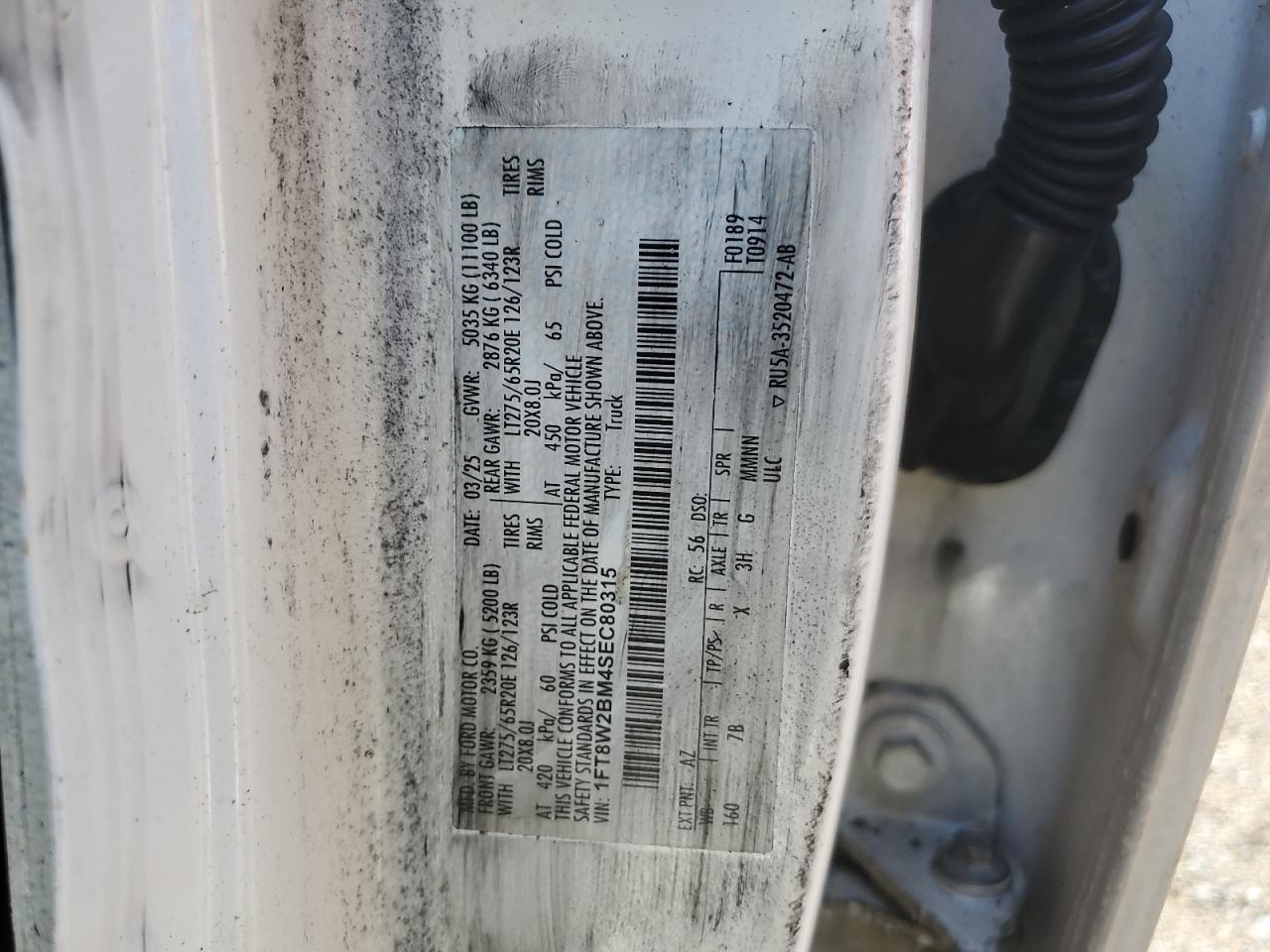 2025 Ford F250 Super Duty VIN: 1FT8W2BM4SEC80315 Lot: 69696775