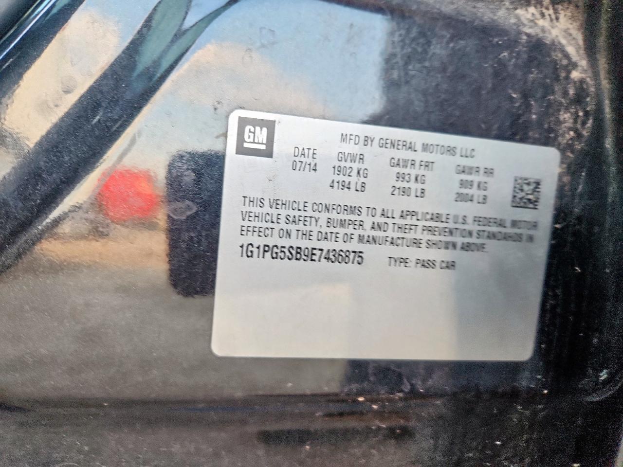 2014 Chevrolet Cruze Ltz VIN: 1G1PG5SB9E7436875 Lot: 70087085